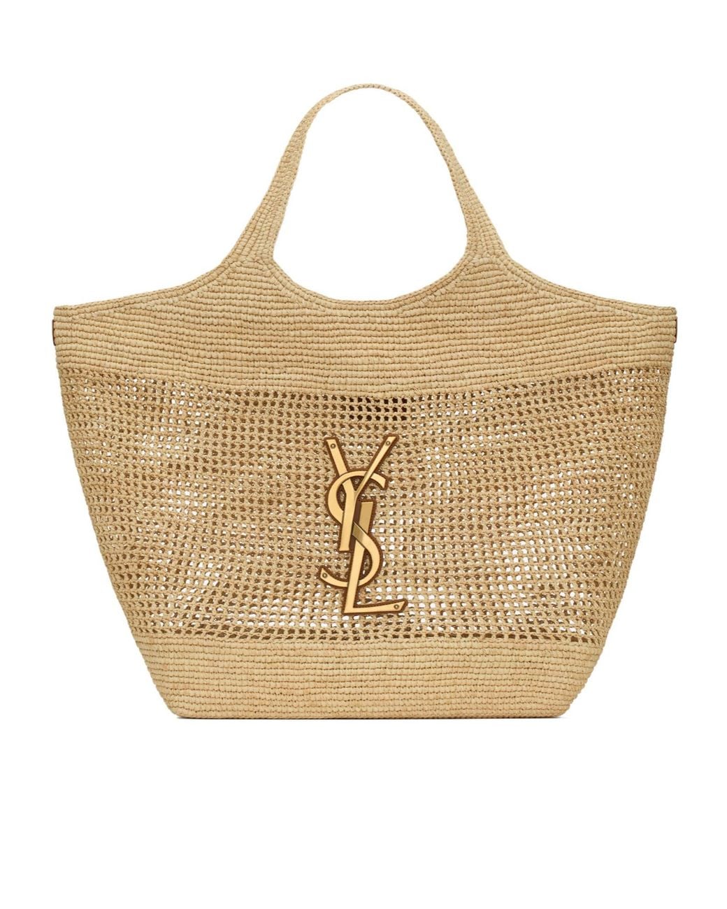 Saint Laurent Natural Icare Logo Plaque Shoulder Bag