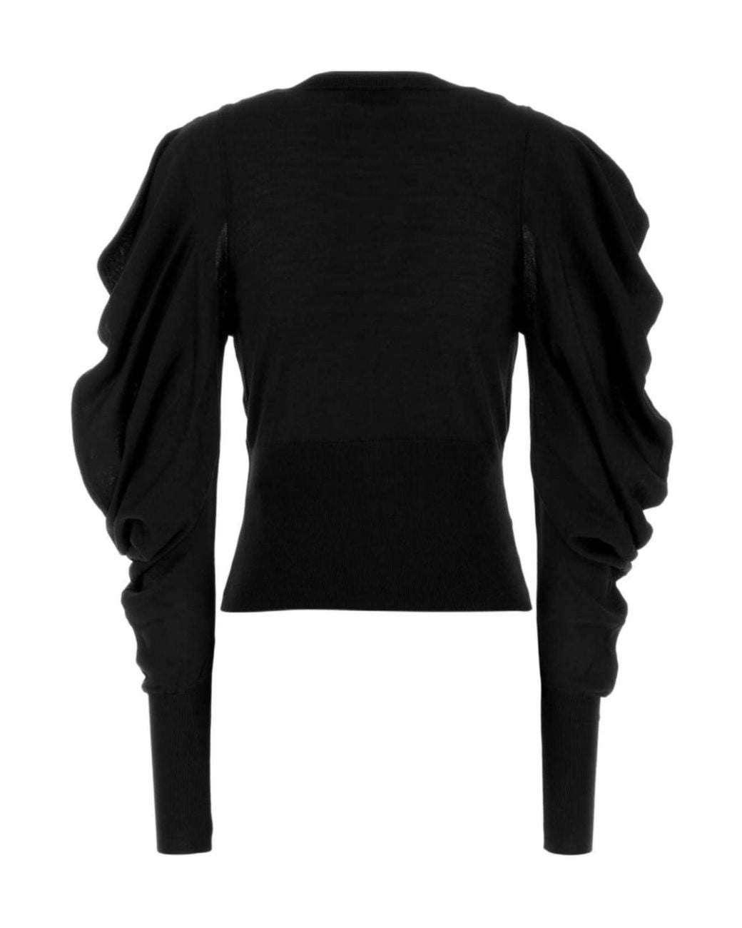 Blumarine Black Ruched Sleeve Flower Cardigan