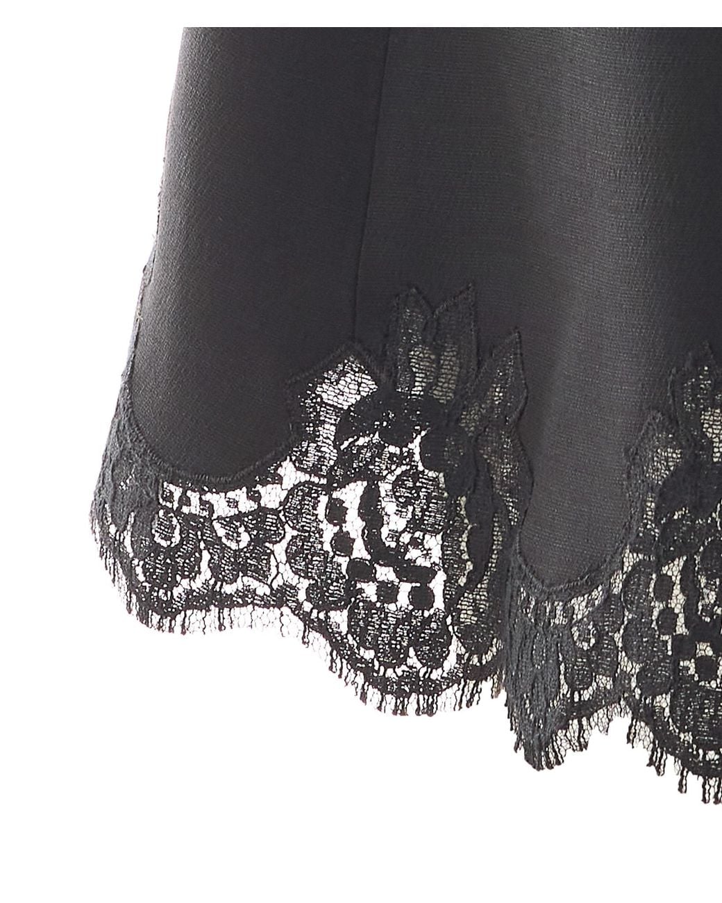 Valentino Black Lace Hem Crewneck Dress