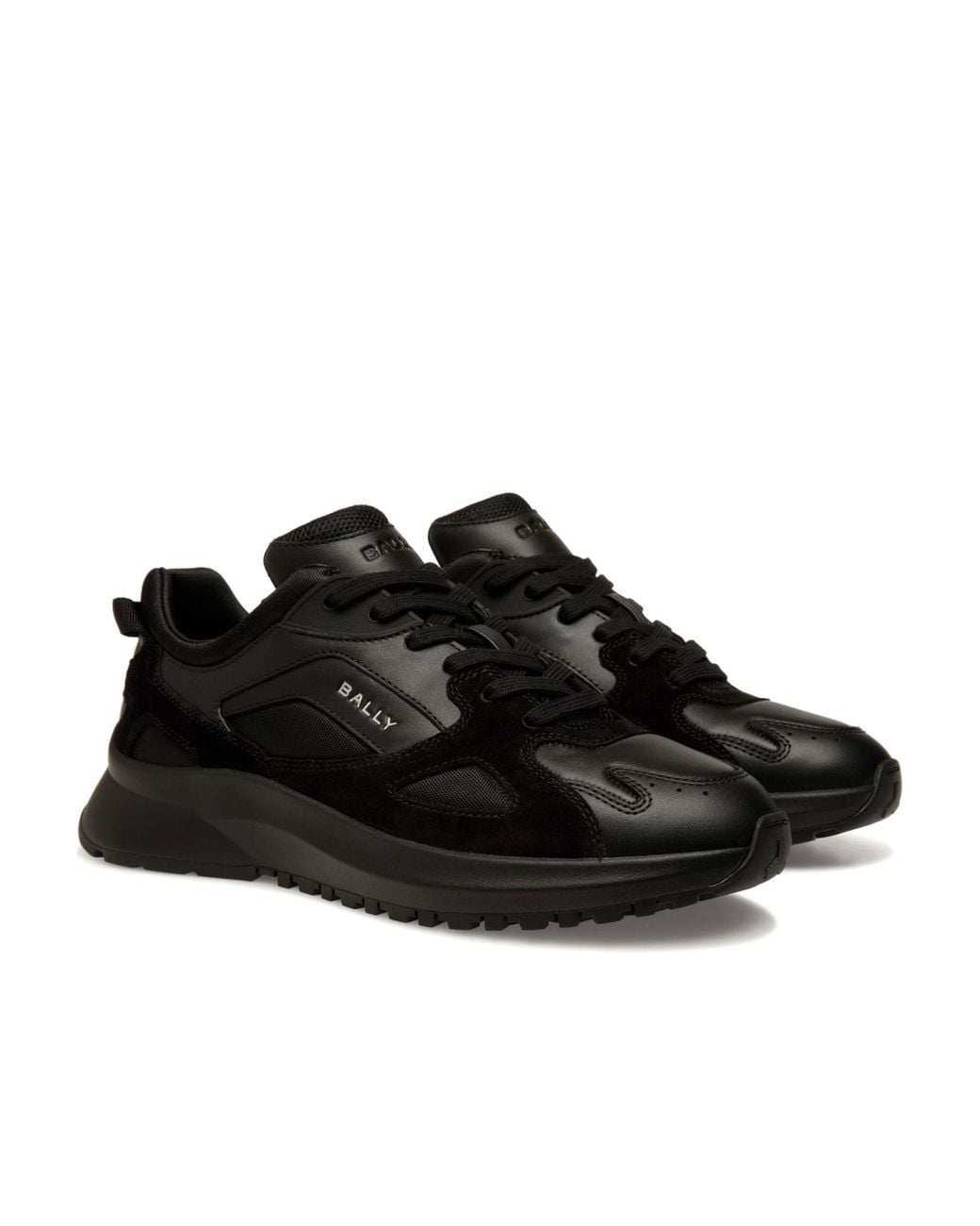 Bally Black Low-Profile Suede Mesh Leather Sneakers for men