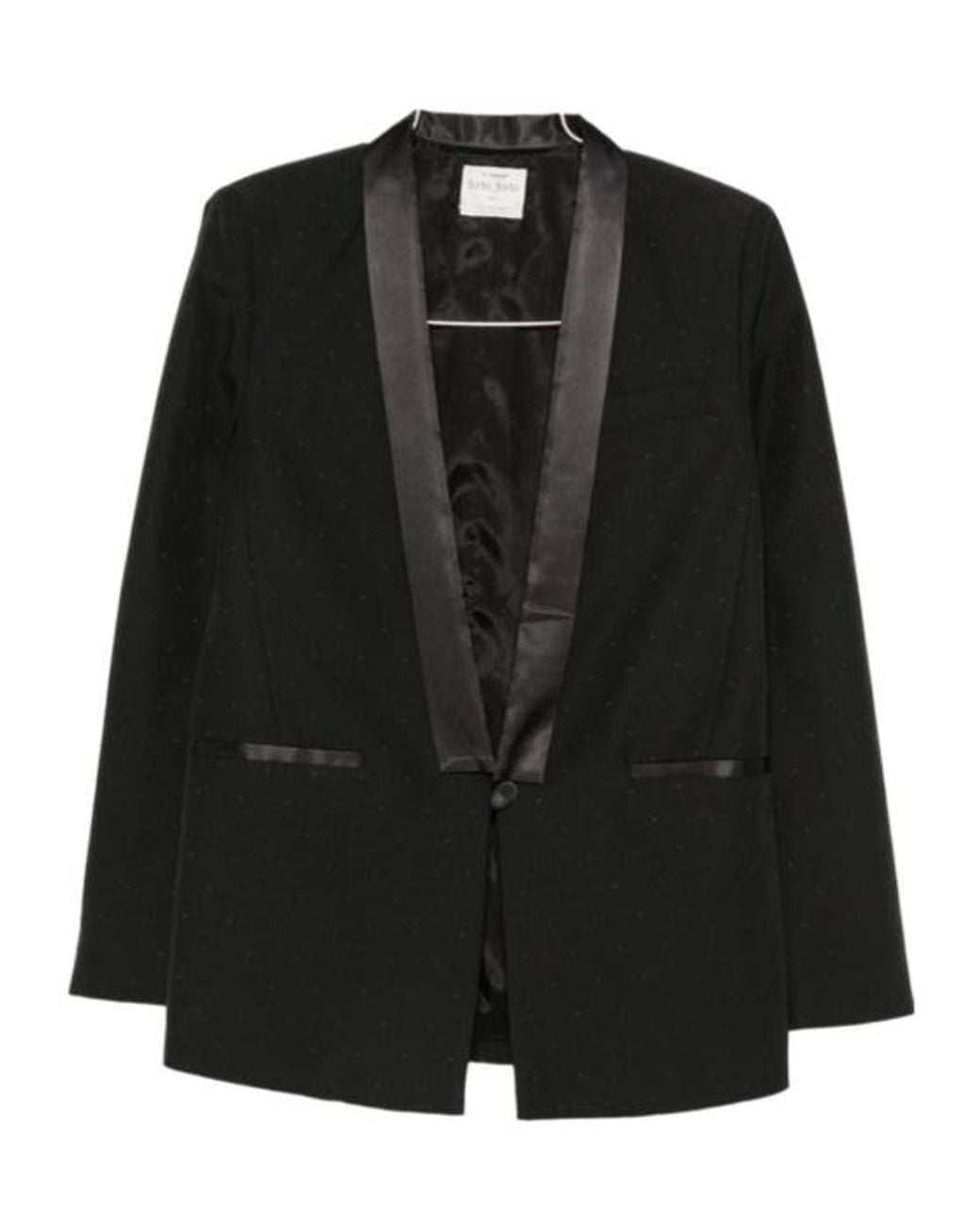 Forte_forte Black Satin-Trim Shawl-Lapel Blazer