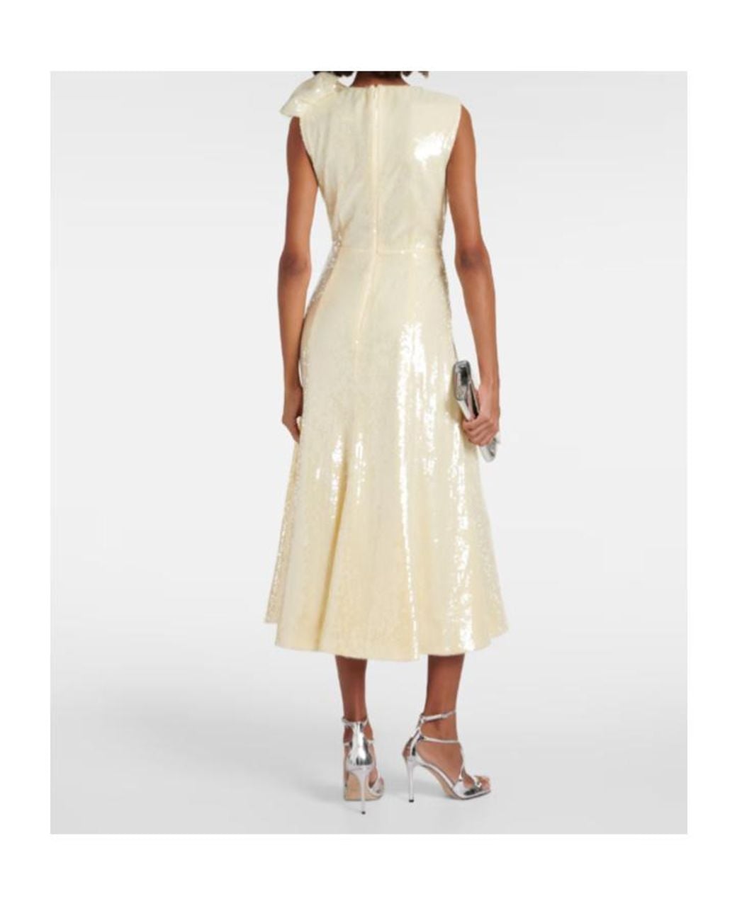 Roland Mouret Metallic Sequined Flared Midi Dress