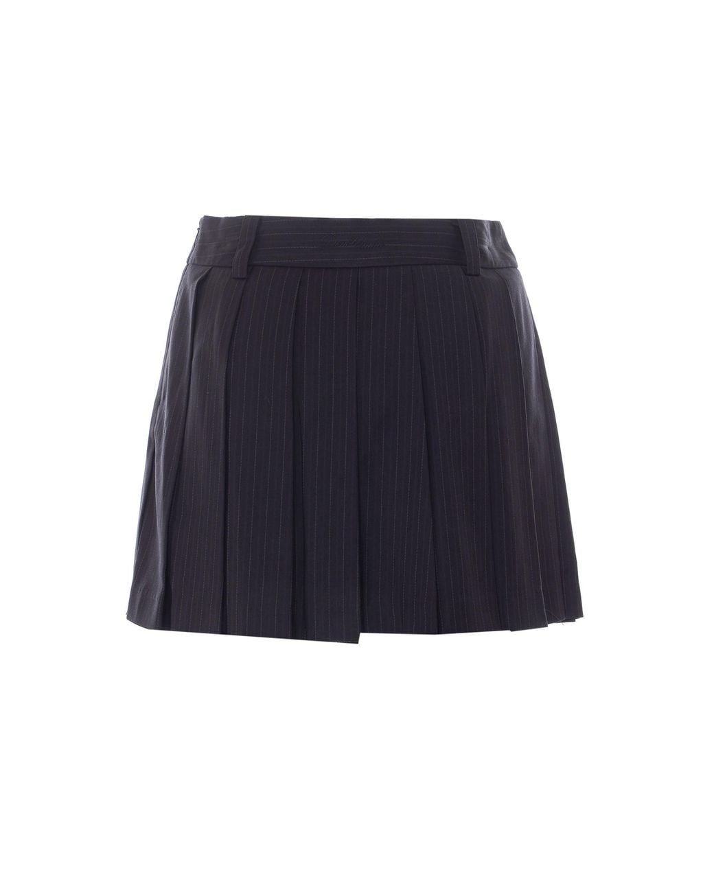 DUNST Blue Pleated Pinstripe Mini Skirt