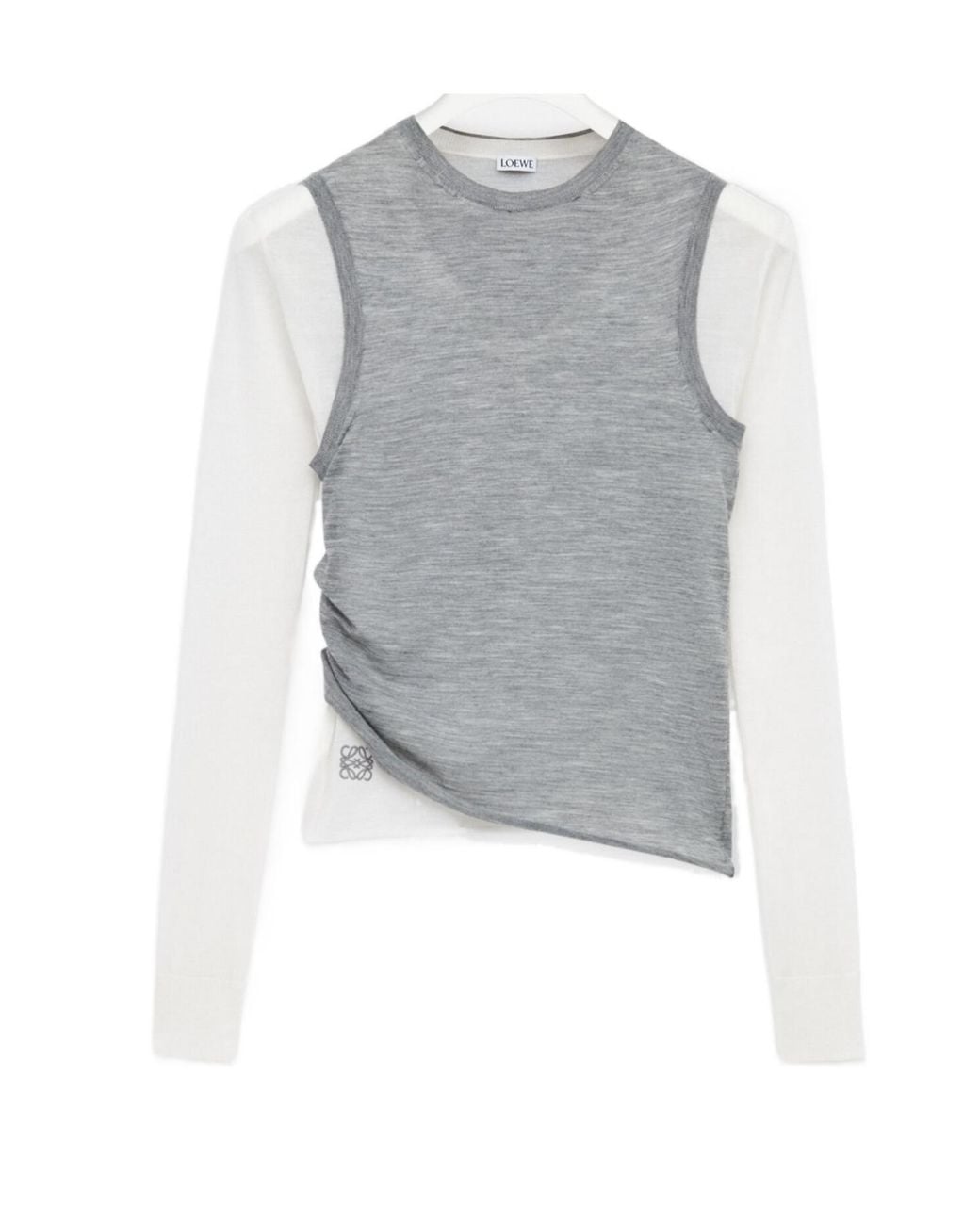 Loewe Gray Cashmere Draped Sweater