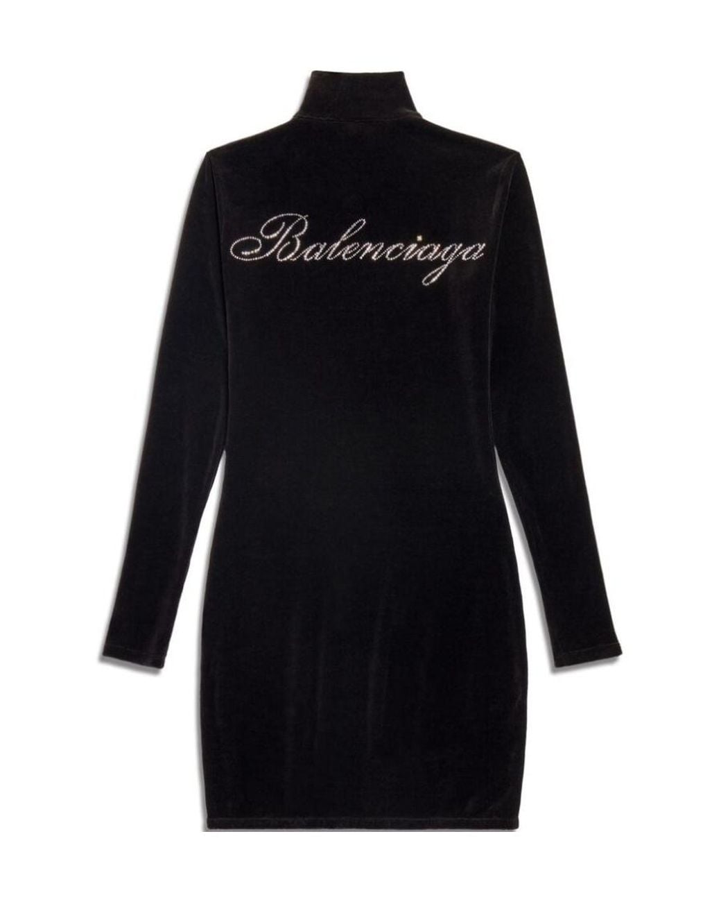 Balenciaga Blue Embellished-Logo High-Neck Mini Dress