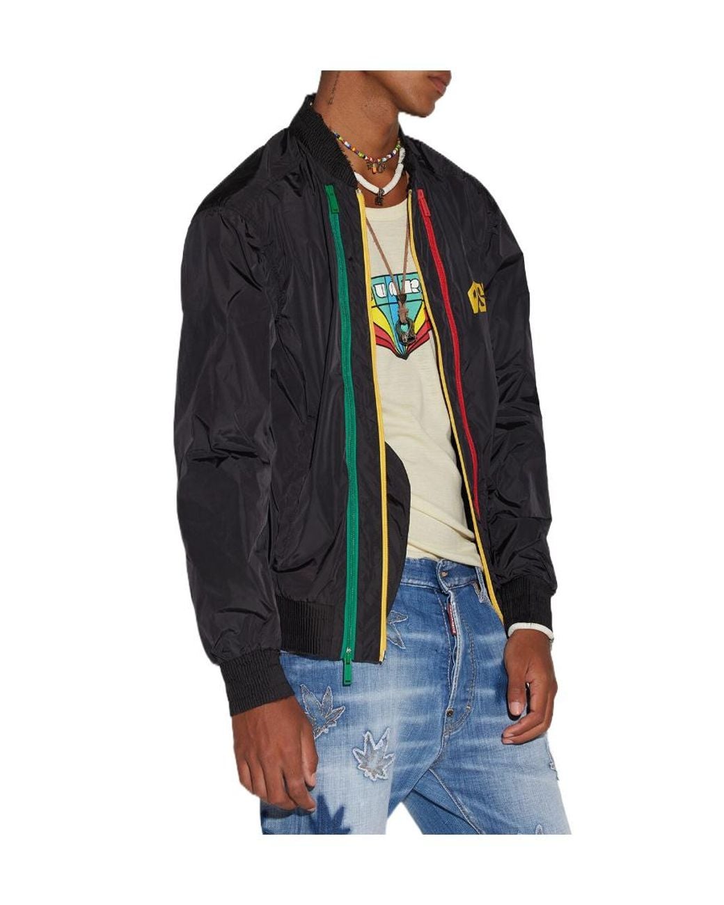 DSquared² Blue Logo-Printed Zipped Jacket for men