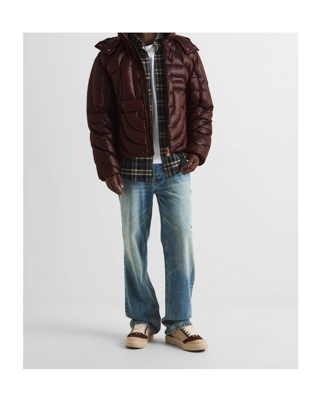 Casablanca Brown Quilted Zippered Padded Jacket for men