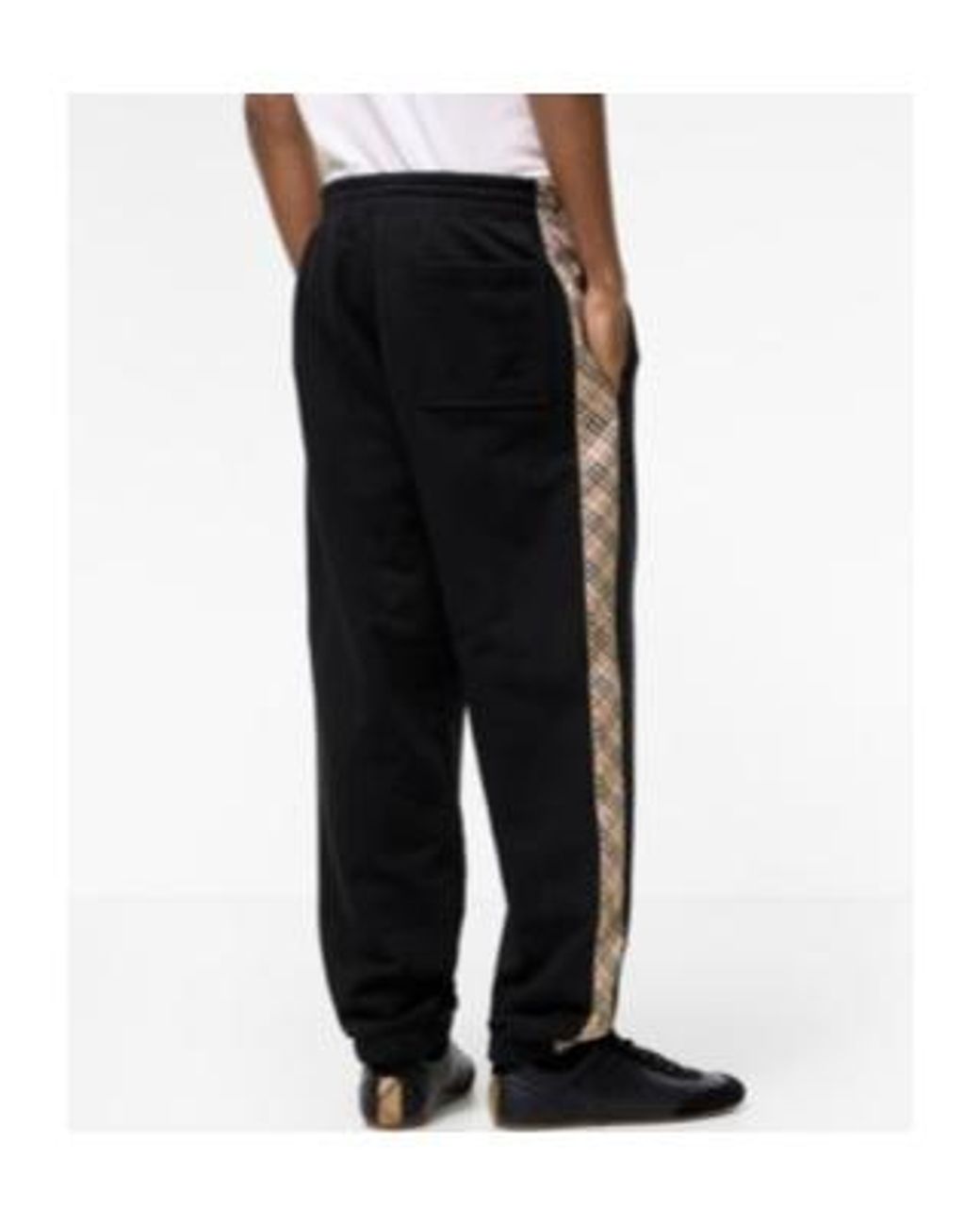 Burberry Black Check Trim Jogging Pants for men