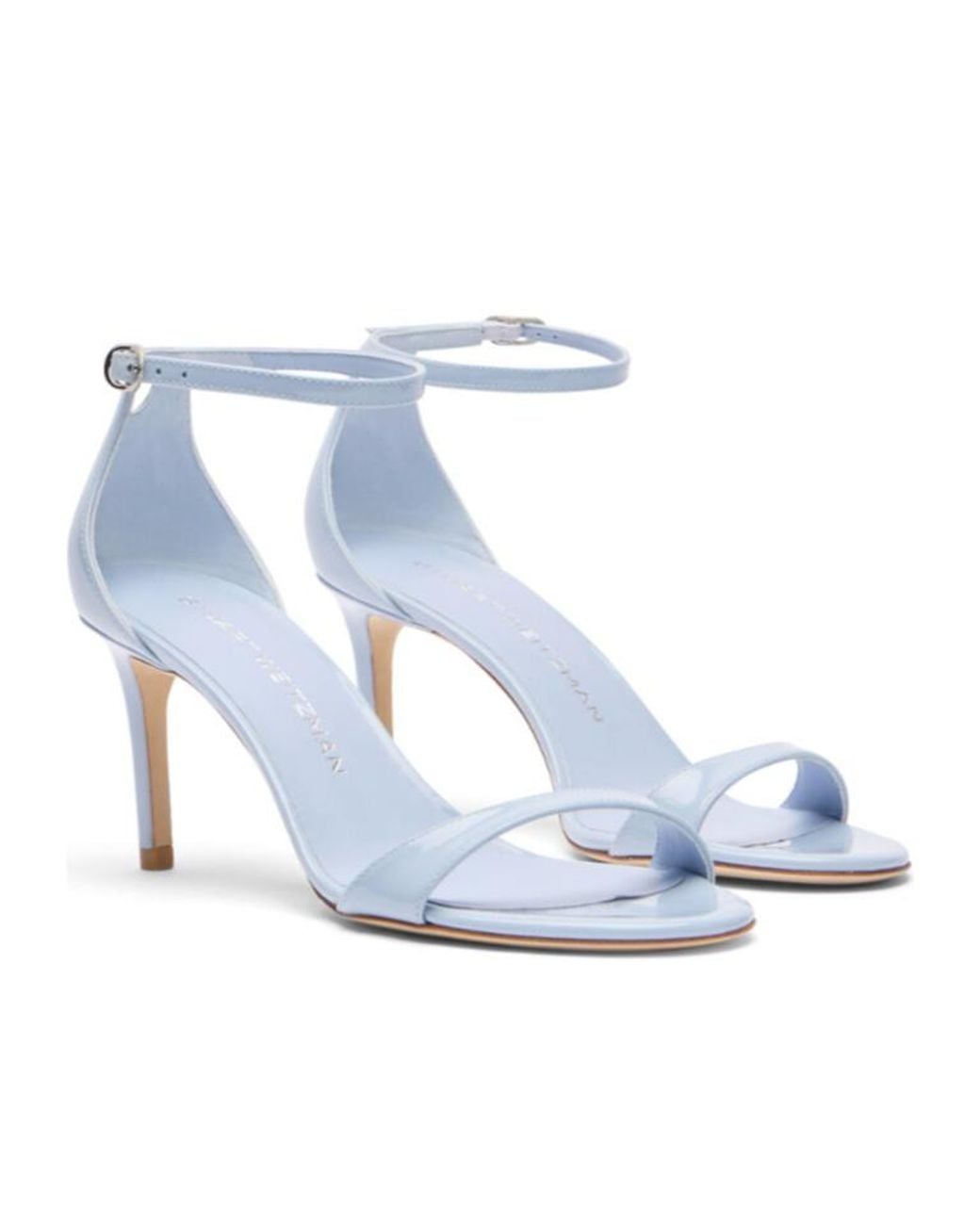 Stuart Weitzman White Round-Headed High-Heeled Sandals