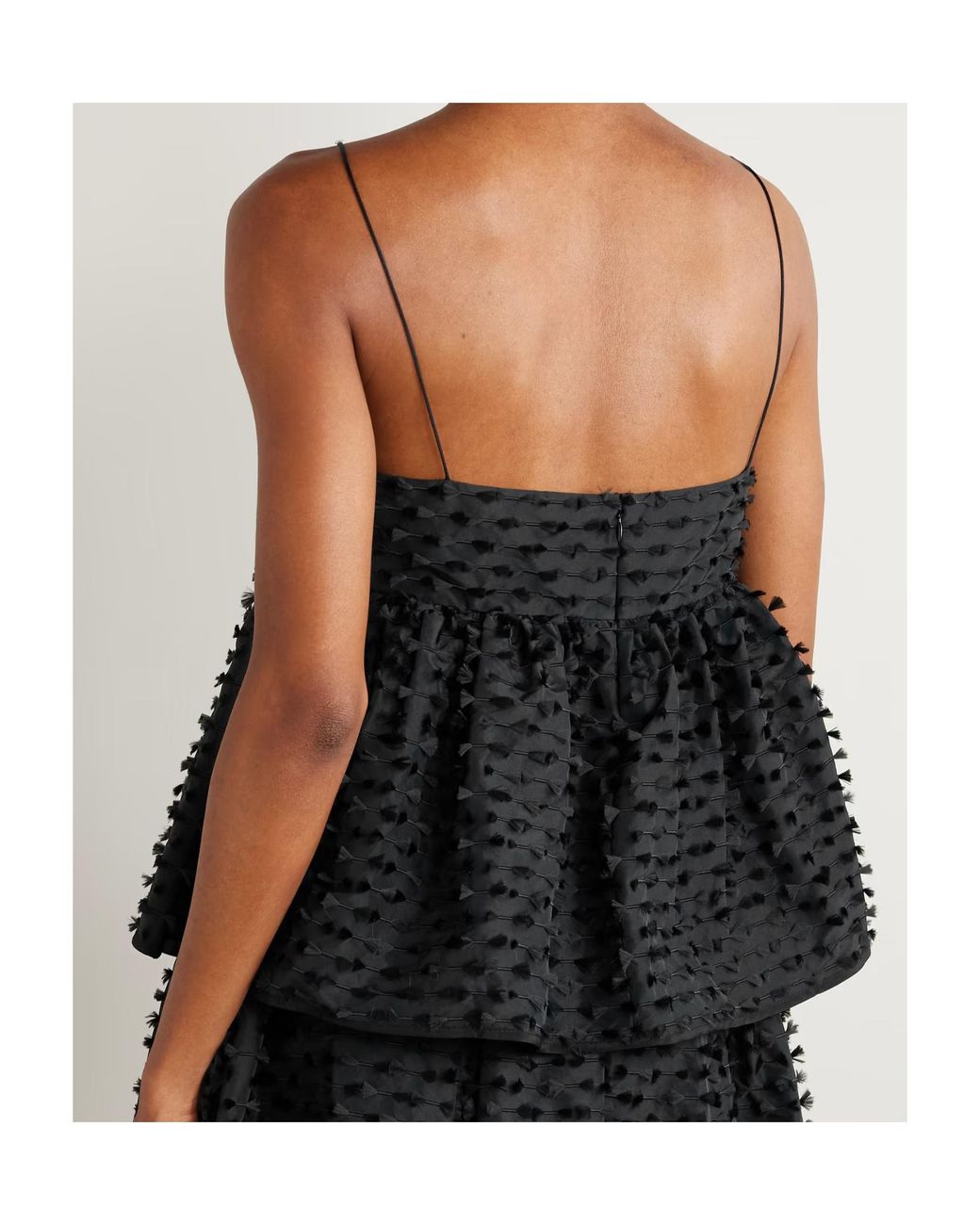 CECILIE BAHNSEN Black Babette Fil Coupé Shell Peplum Top