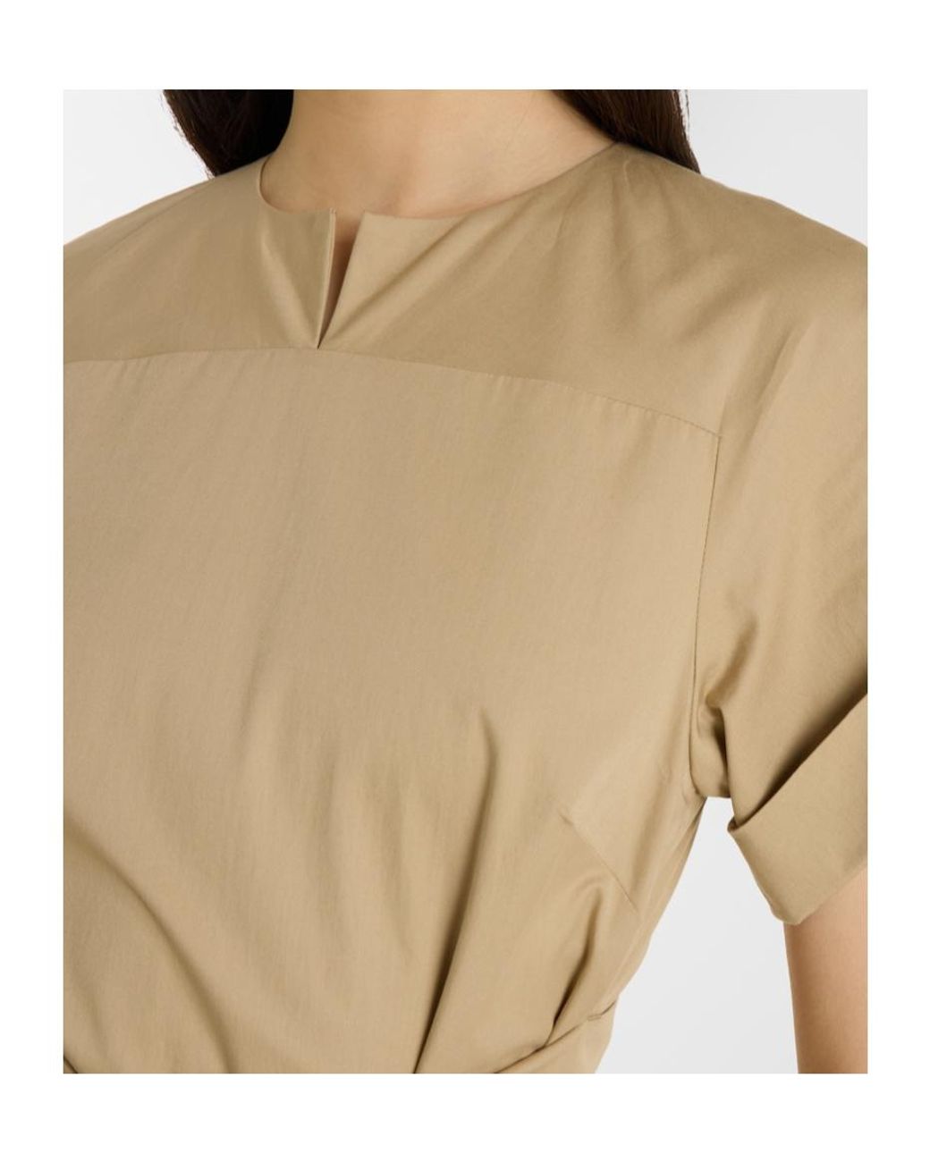 Patou Natural Gathered Cotton Midi Dress