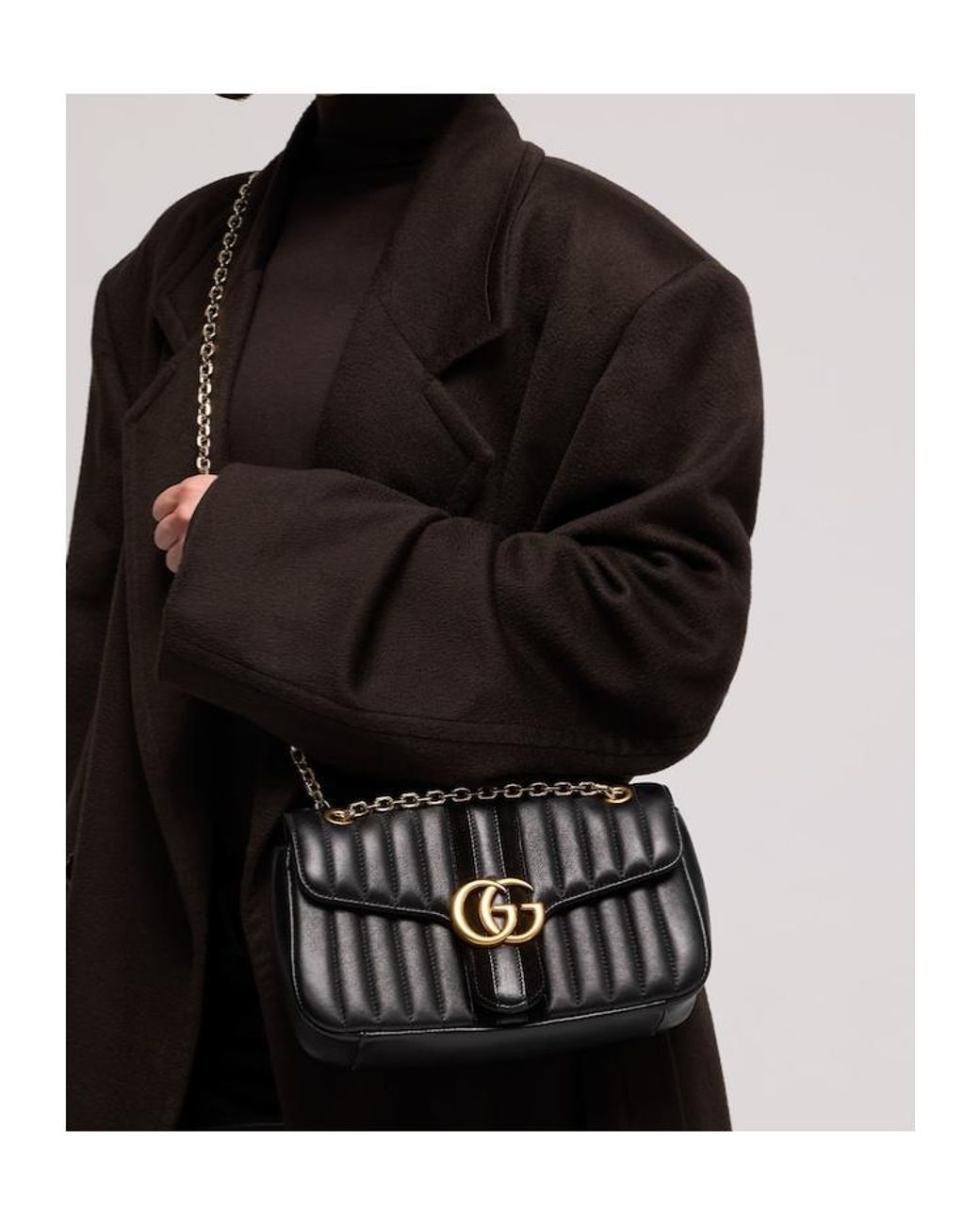 Gucci Black Jetset Gg Marmont Medium Shoulder Bag