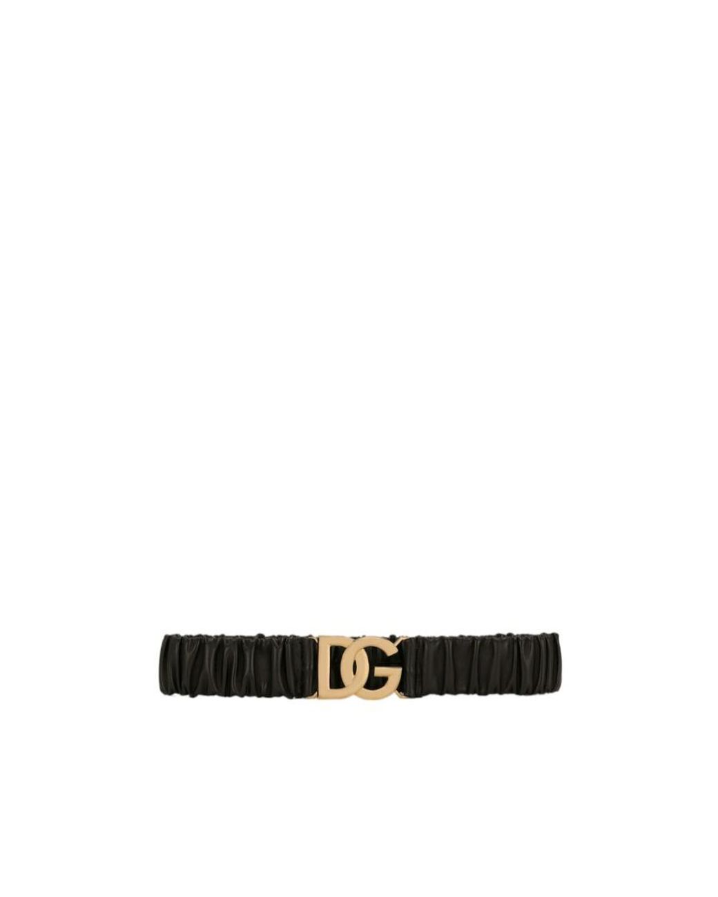 Dolce & Gabbana White Logo-Plaque Gathered Belt