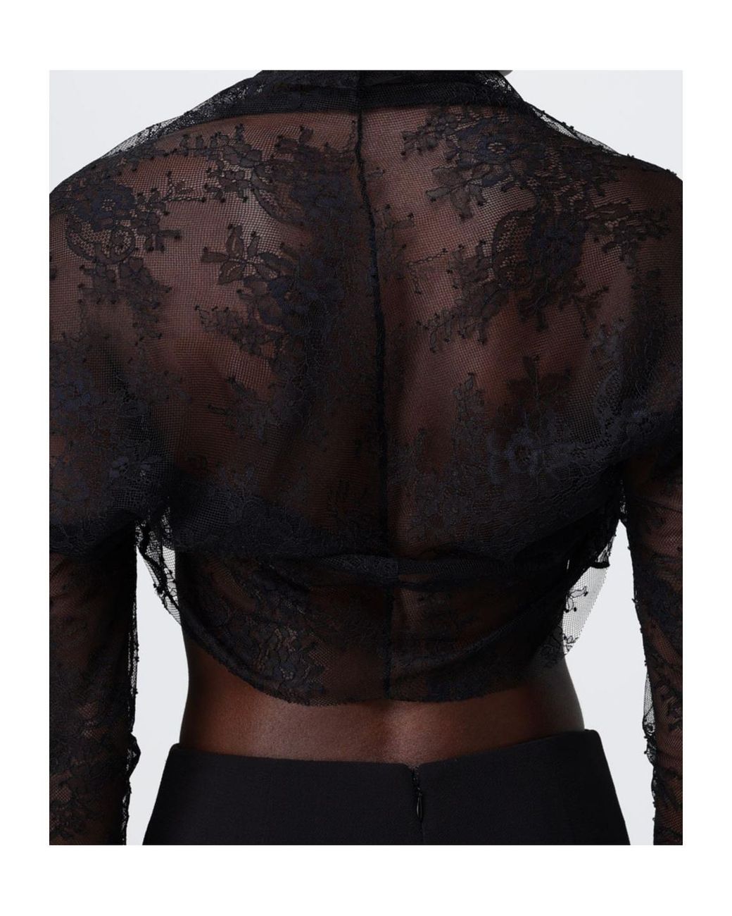 Alberta Ferretti Black Long Sleeve Laced Top
