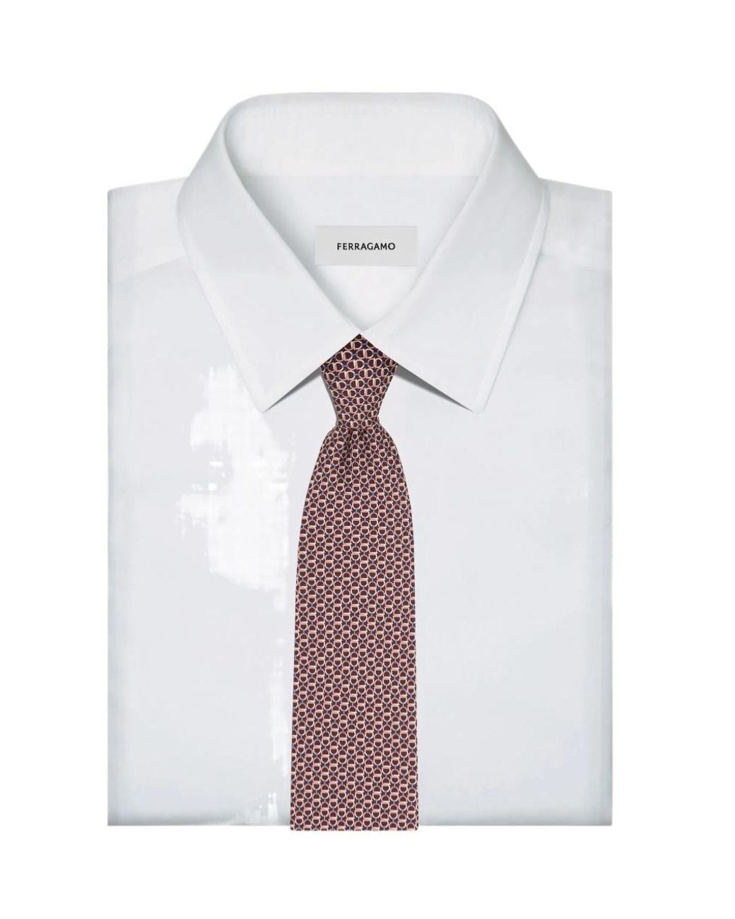 Ferragamo Purple Gancini Links Print Silk Tie for men