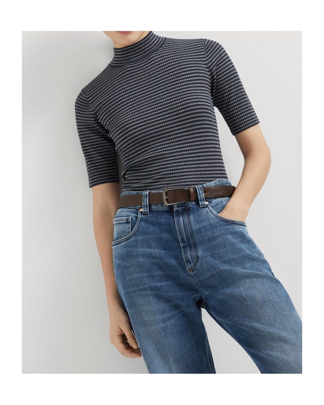 Brunello Cucinelli Blue Striped Lightweight Sweater
