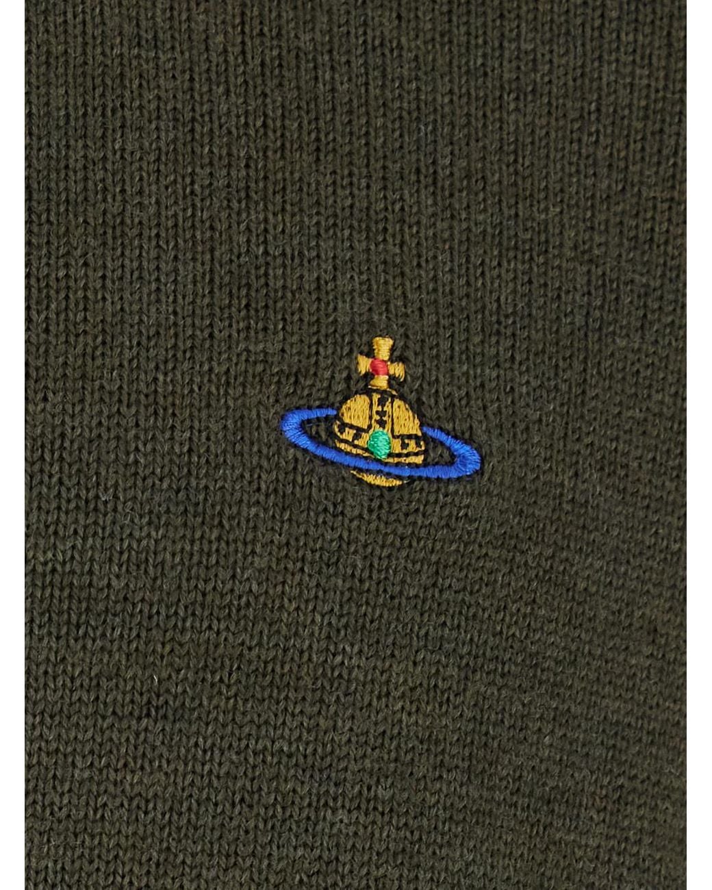 Vivienne Westwood Green Orb Embroidered Fisherman Jumper for men