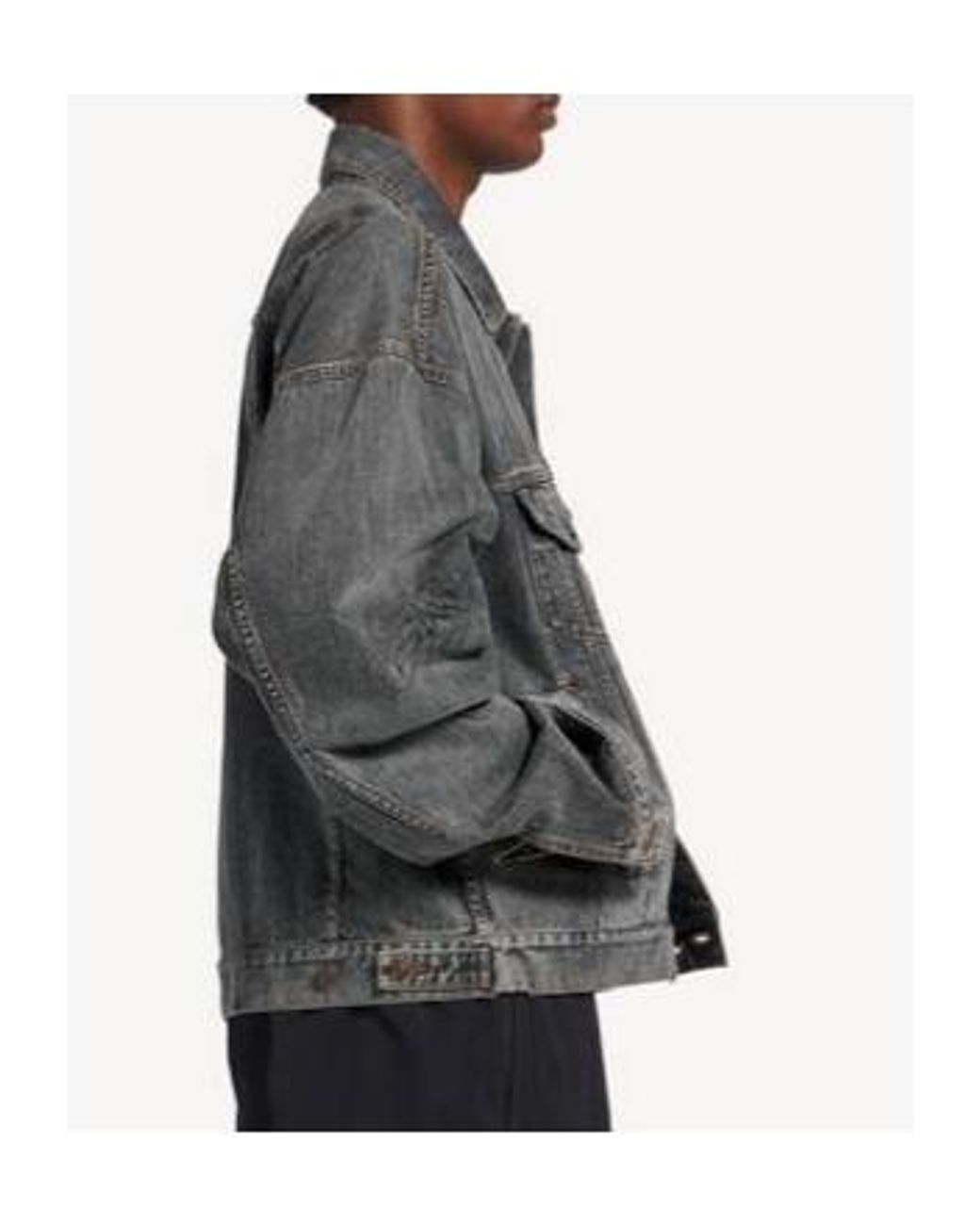 Balenciaga Gray Graffiti Denim Jacket for men