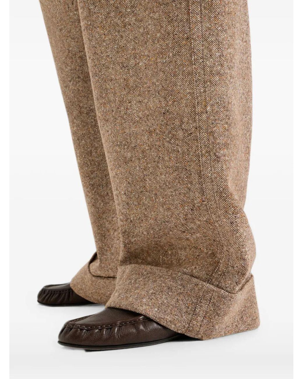 Brunello Cucinelli Natural Virgin Wool-Blend Monili Trousers