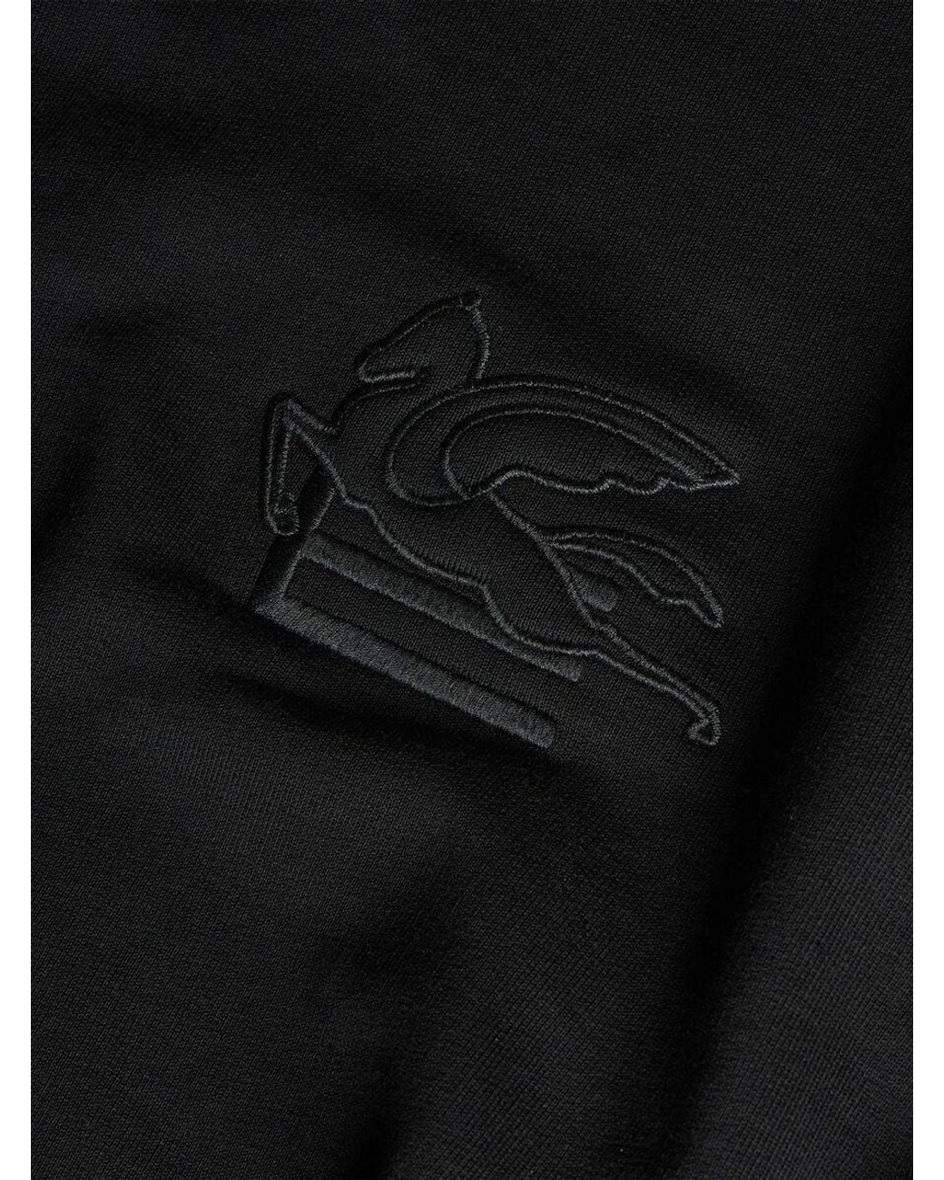 Etro Black Pegaso-Appliqué Crew-Neck Sweatshirt for men