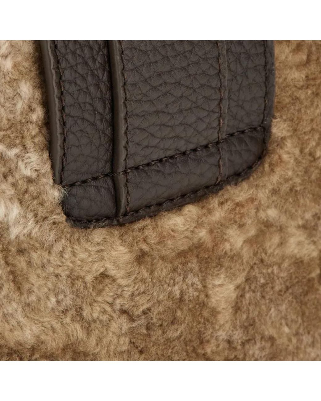 Hogan Brown Faux Fur Panel Shoulder Bag