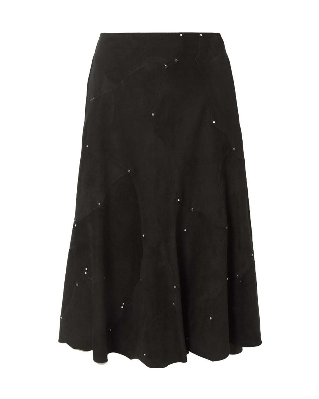 Chloé Black Studded Suede Midi Skirt