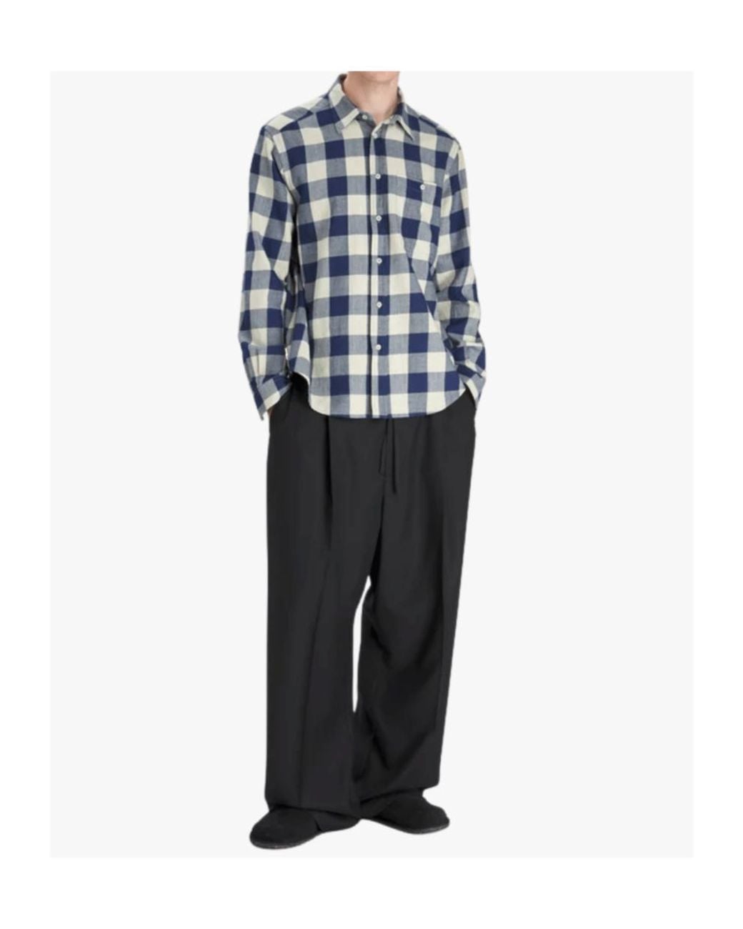 Barena Blue Long-Sleeve Buffalo Check Shirt for men