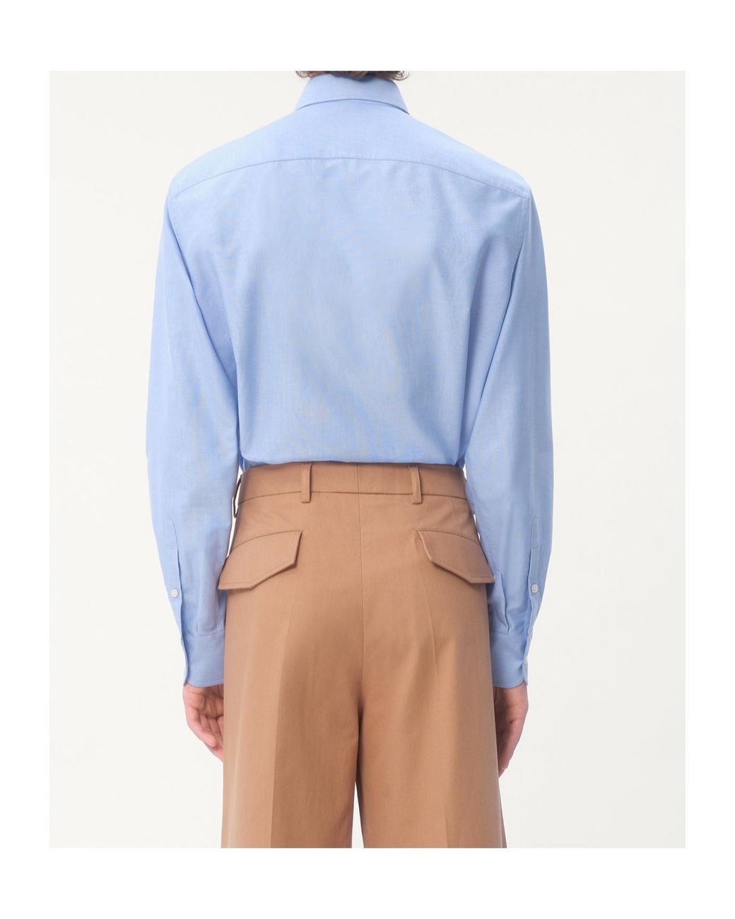 Valentino Blue Logo Embroidered Long-Sleeved Shirt for men