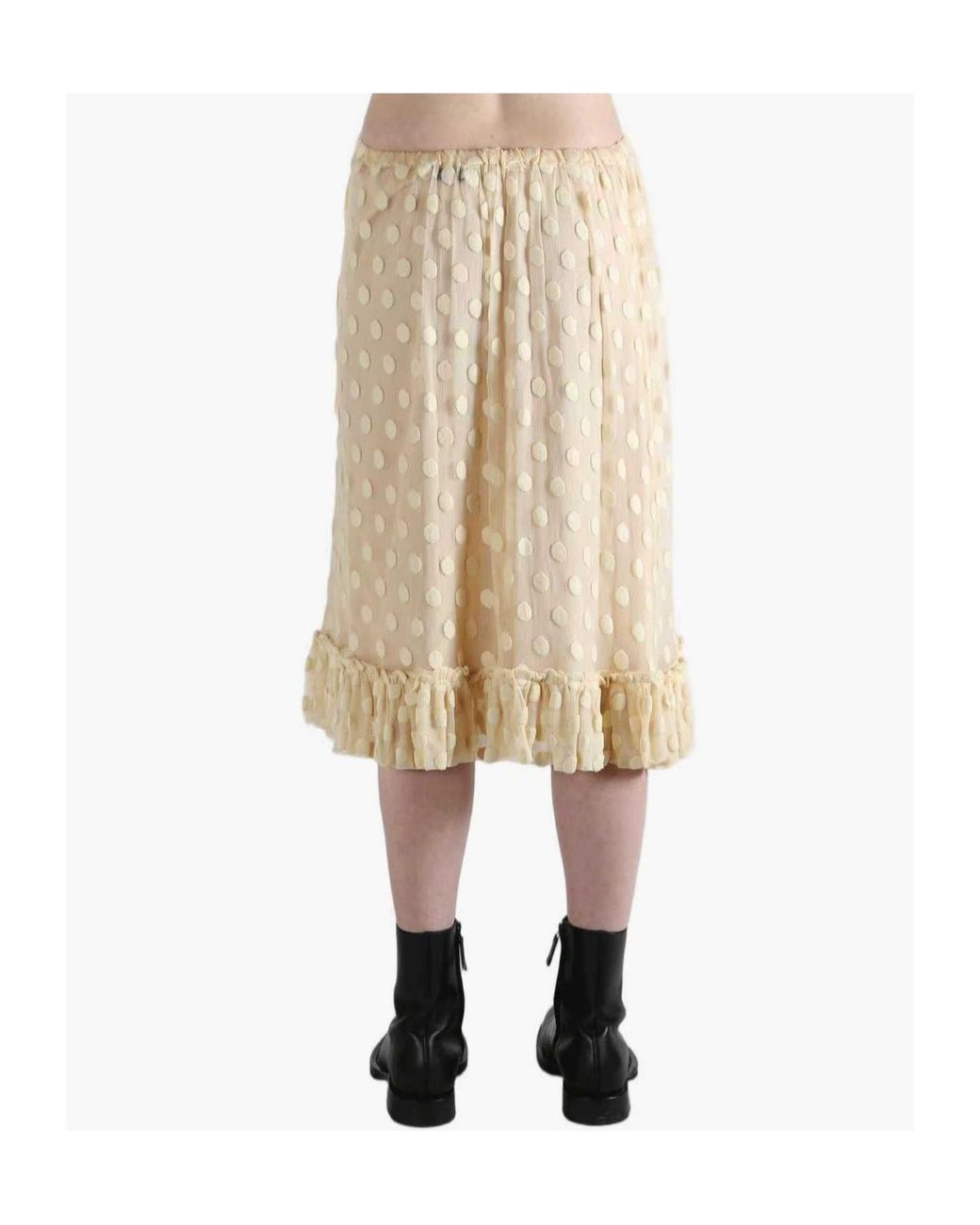 Dries Van Noten Natural Polka Dot Ruffled Midi Skirt