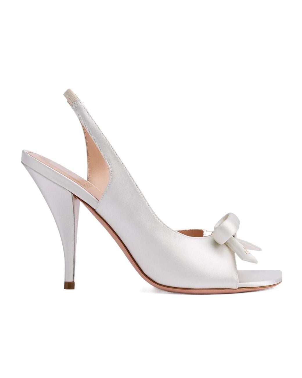 Dior White Bow Heeled Slingback Sandal