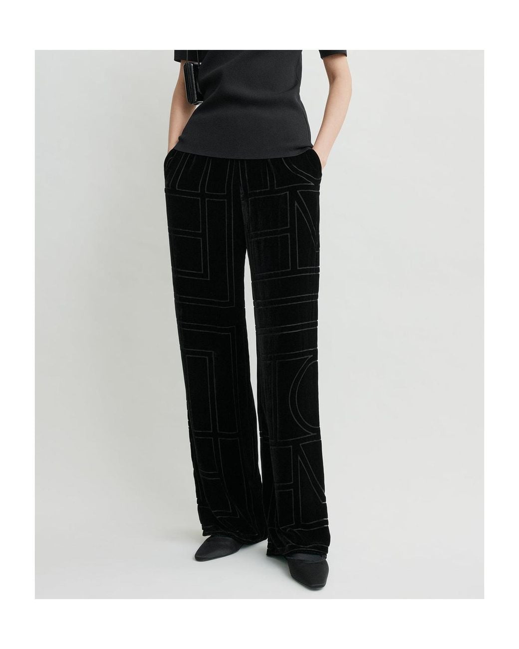 Totême Black Totême Monogram Devoré Pj Bottoms
