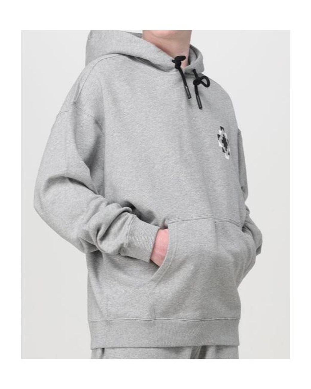 Marcelo Burlon Gray County Of Milan Logo Printed Drawstring Hoodie for men