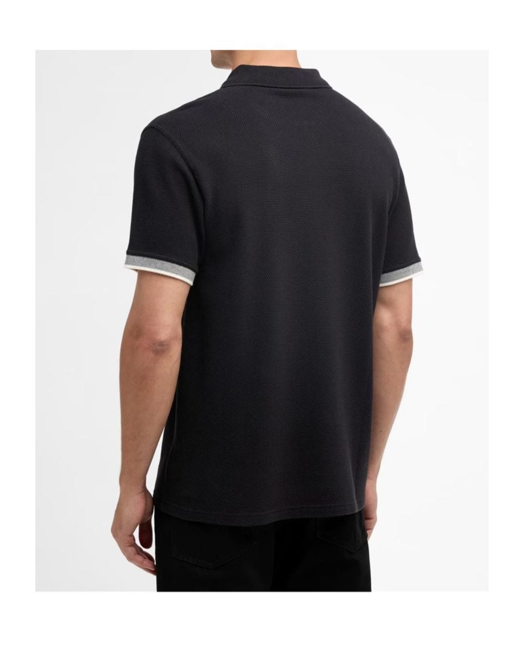 Barbour Black Logo Embroidered Polo Shirt for men