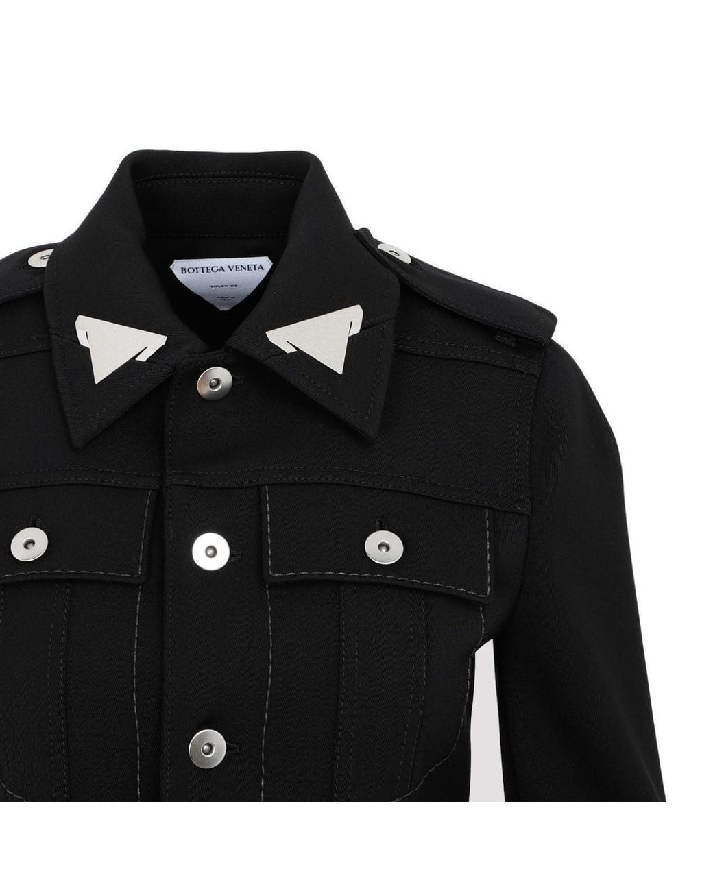 Bottega Veneta Black Structured Buttoned Mini Shirt Dress