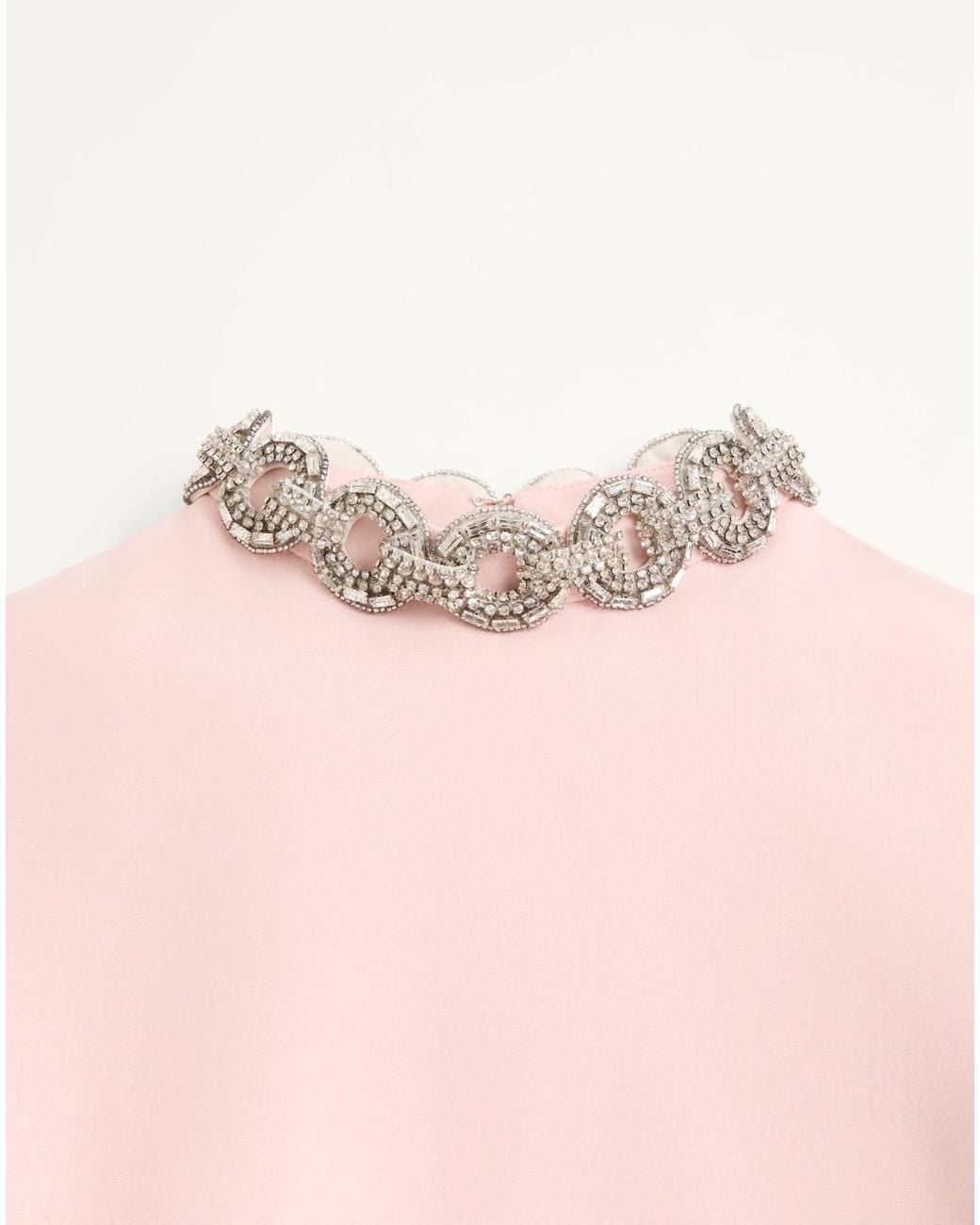 Valentino Pink Crepe Couture Embroidered Midi Dress