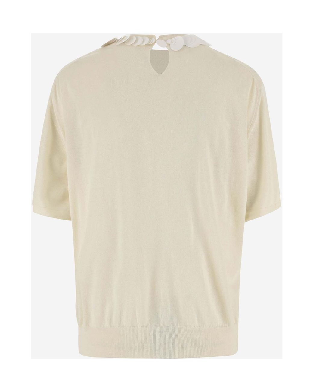 Jil Sander White Sequin Embellished Crewneck T-Shirt