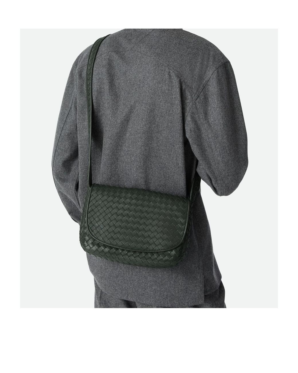 Bottega Veneta Black Veneto Flap Messenger Bag for men