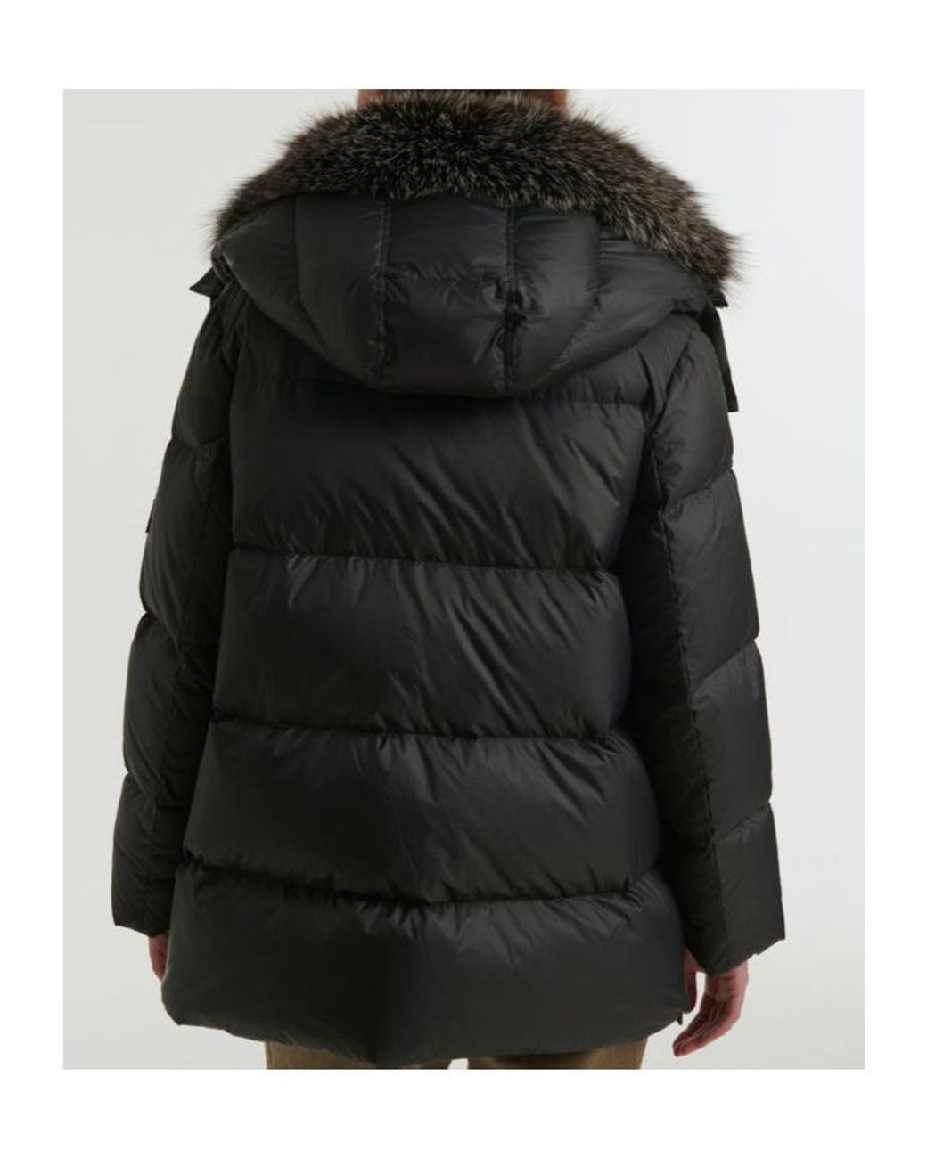 Yves Salomon Black 'A' Shaped Down Jacket