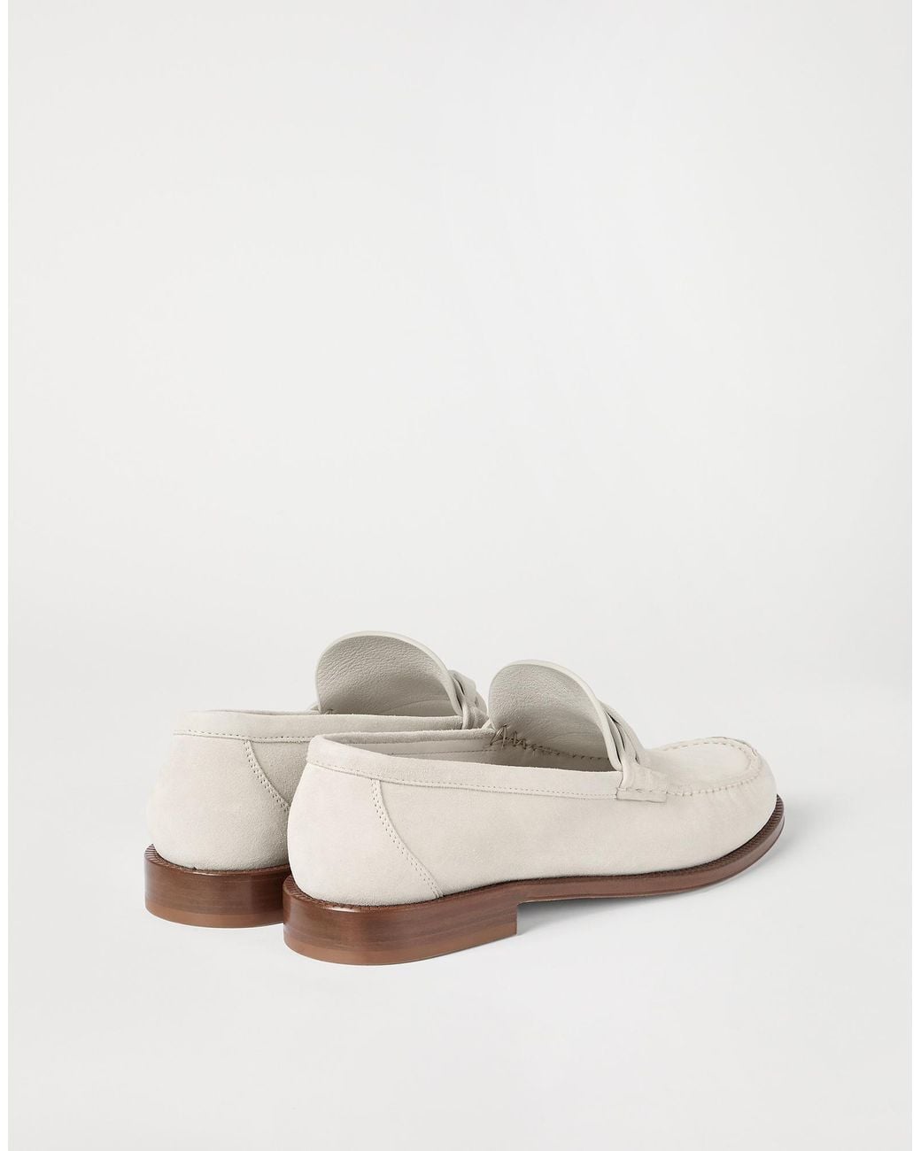Brunello Cucinelli White Suede Loafers for men