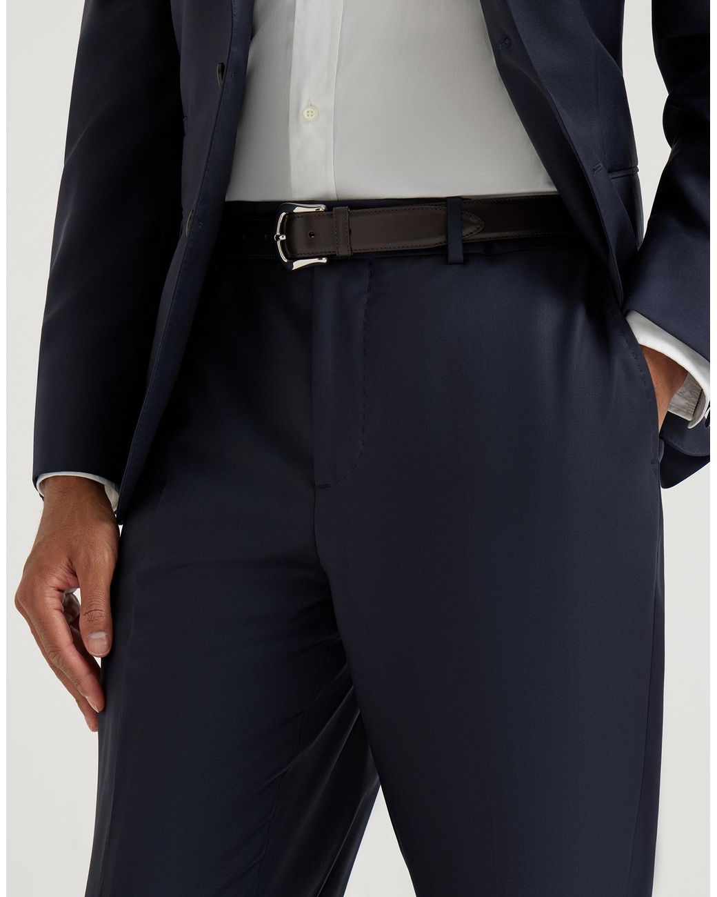 Brunello Cucinelli Blue Super 150S Virgin Wool Four Season Batavia Trousers for men