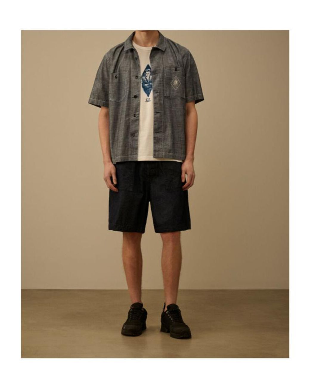C P Company Black Utility Shorts for men