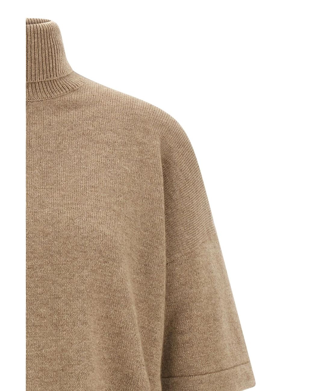 Brunello Cucinelli Natural Sequin-Embellished High-Neck Sweater