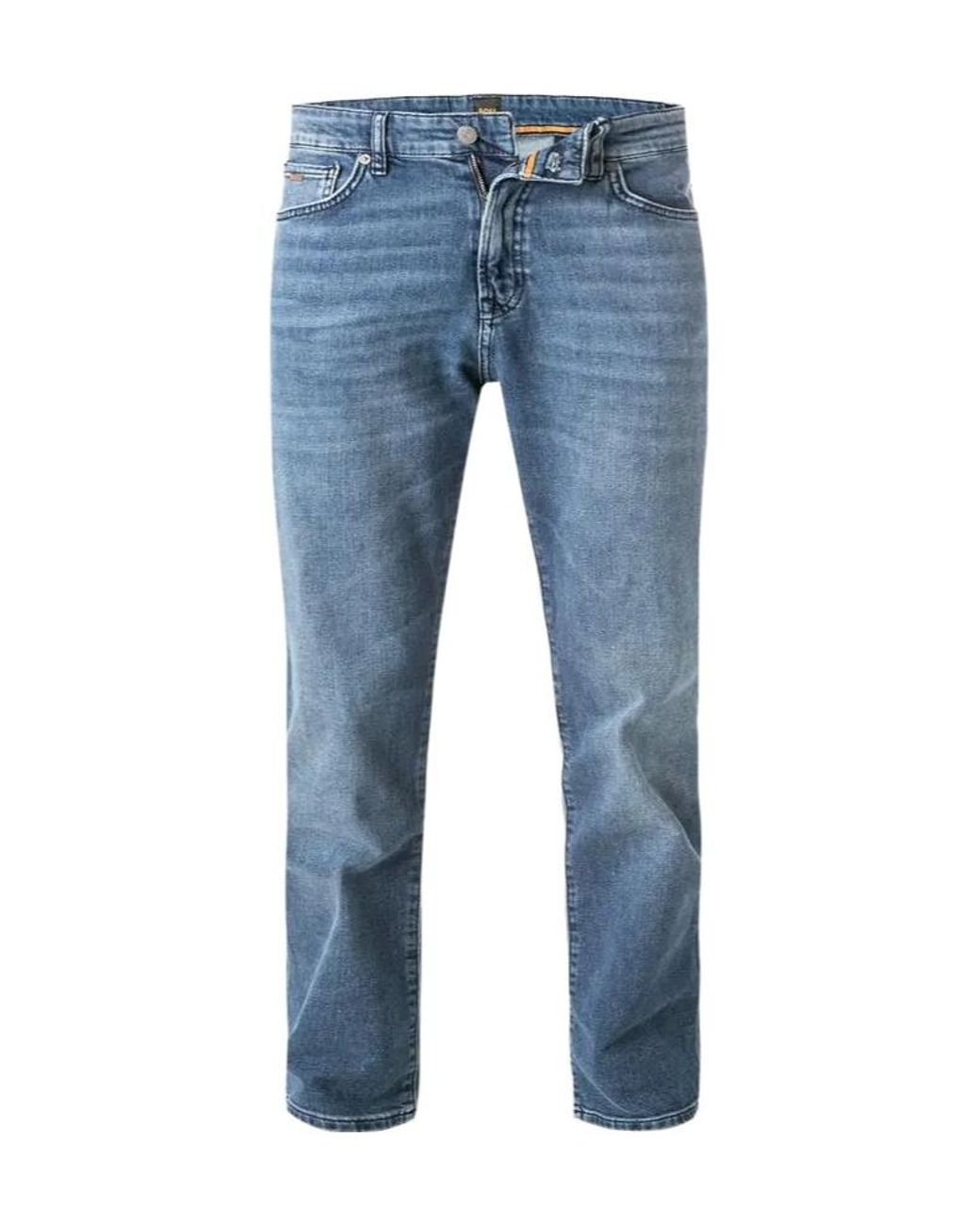Boss Blue Tapered-Leg Mid-Waist Jeans for men