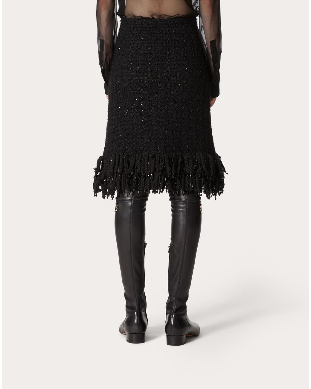 Valentino Black Logo Embroidered Skirt