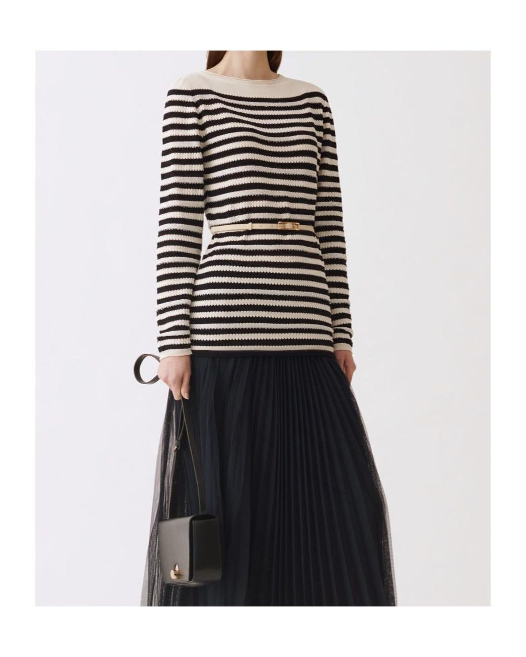 Fabiana Filippi Black Stripe Knit Knitted Sweater