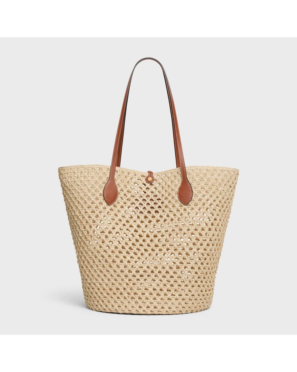 Céline Natural Bucket Triomphe Beads Basket