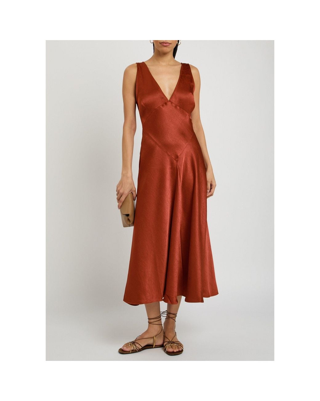 Polo Ralph Lauren Red Satin V-Neck Dress