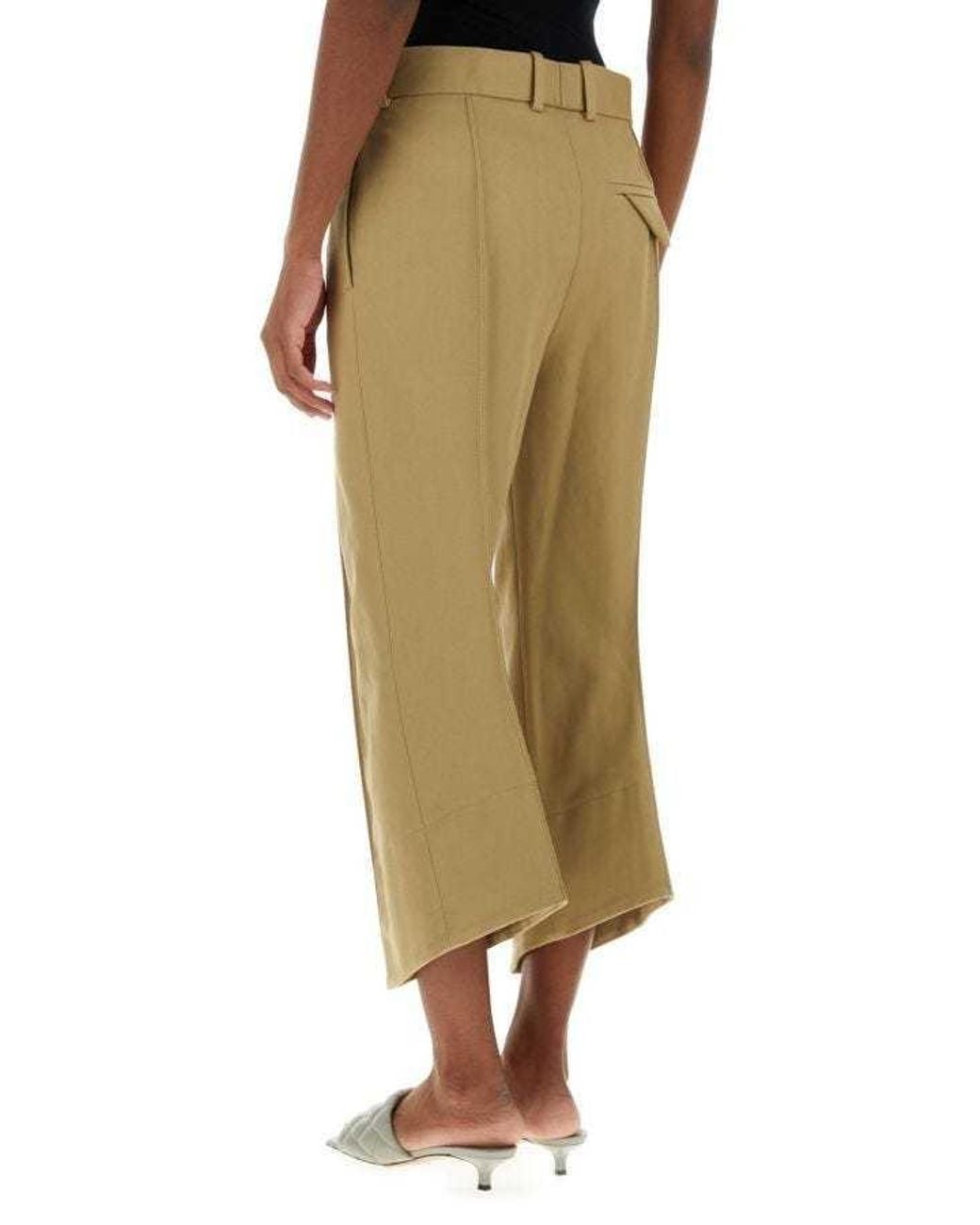 Bottega Veneta Natural Cropped Straight Leg Trousers