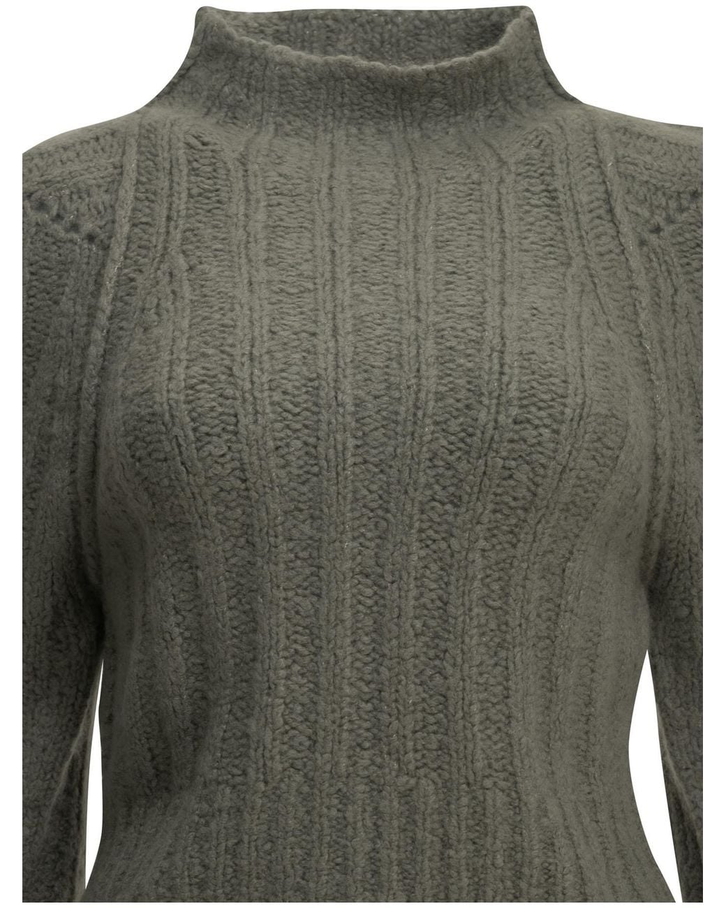 Rick Owens Green Cropped Mock-Neck Knitted Top