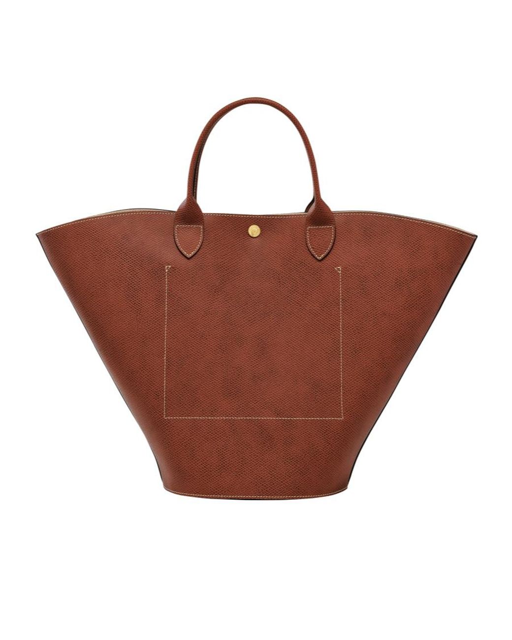 Longchamp Brown Xl Épure Logo Debossed Tote Bag